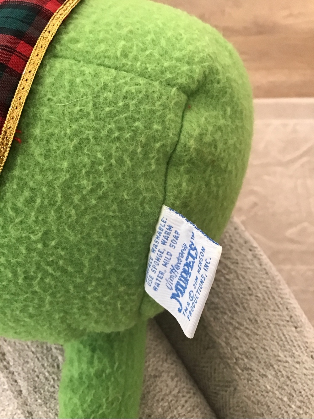 Vintage Large Kermit the Frog Plush with Plaid Vest 24” - Picture 10 of 14